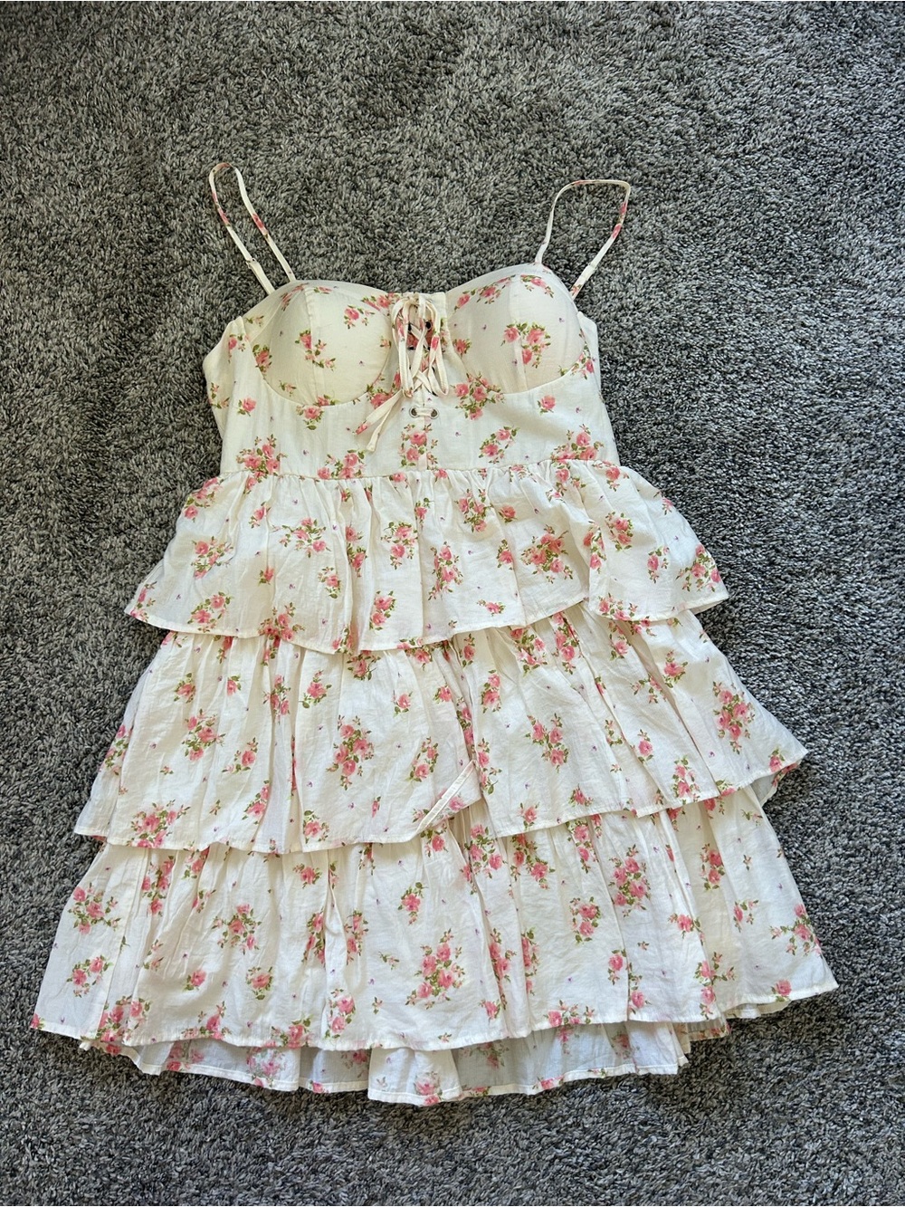 White Floral Tiered Sundress for Girls